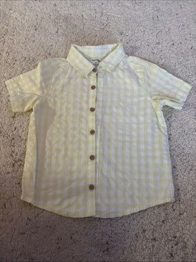 George 4T Yellow & White Gingham Short-Sleeve Button-Down Shirt
